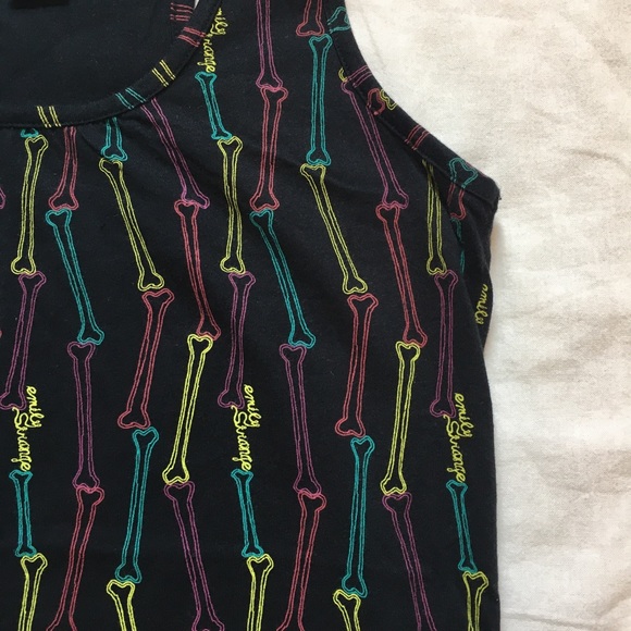 Emily the Strange Black Bone Print Tank Top, S - Picture 8 of 11